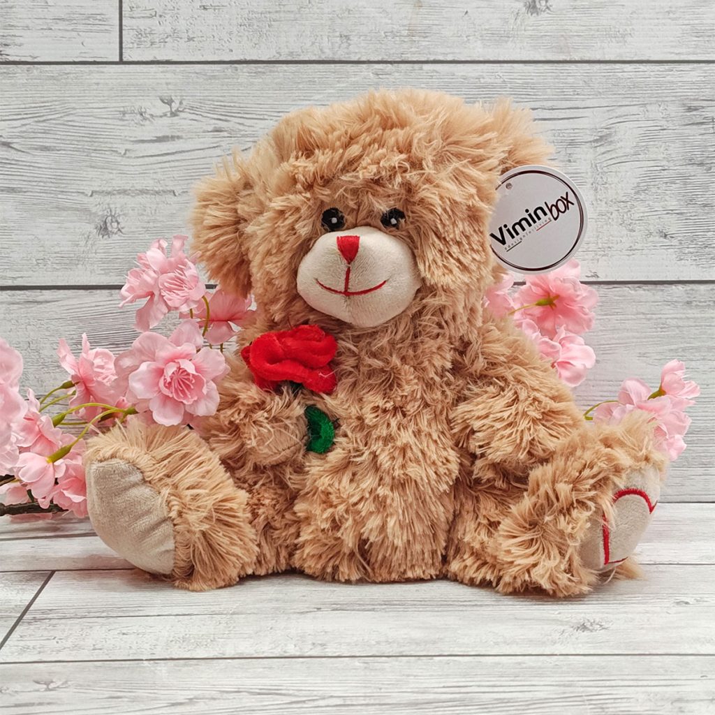 Peluche orsetto con rosa rossa
