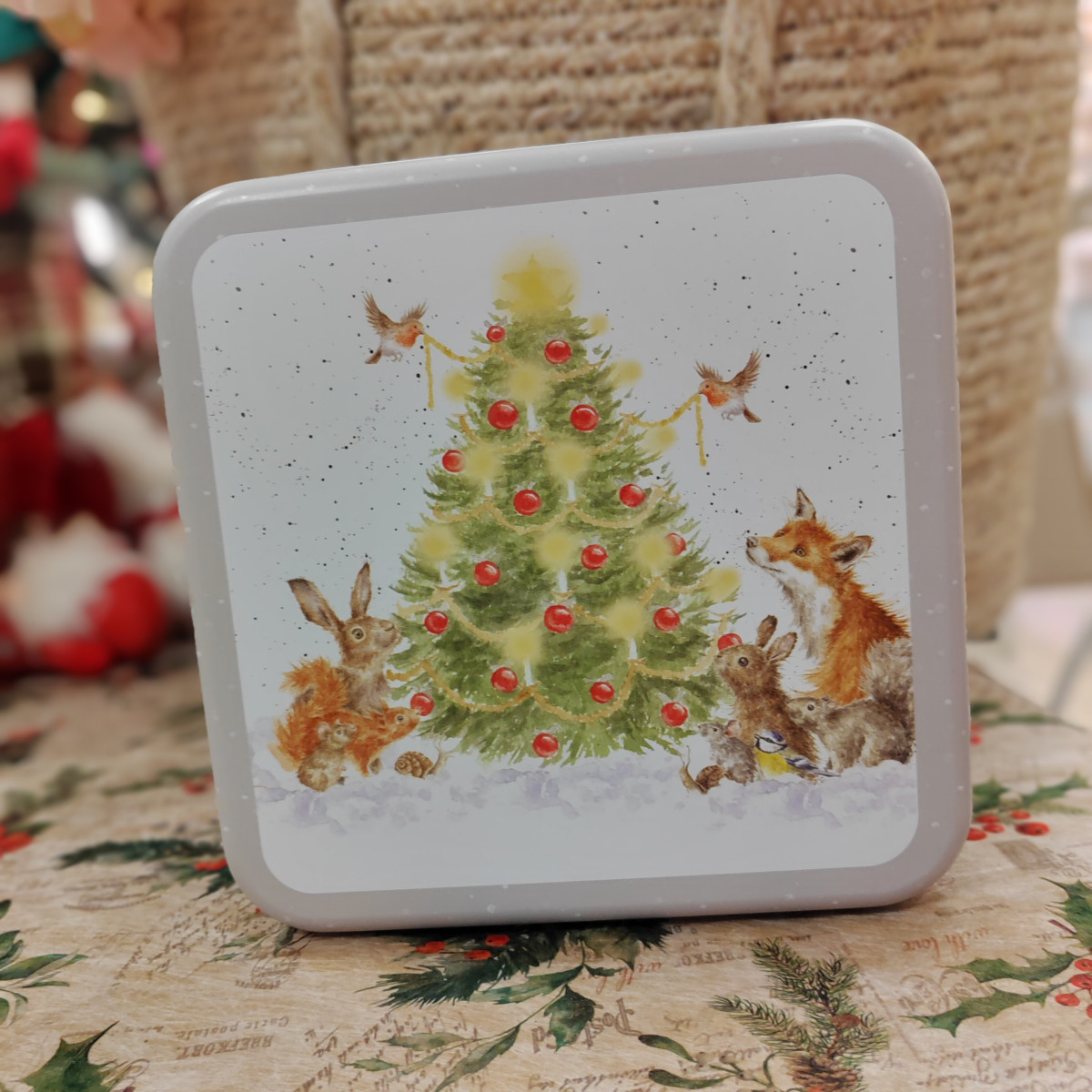 Scatola latta Natale Amici del bosco