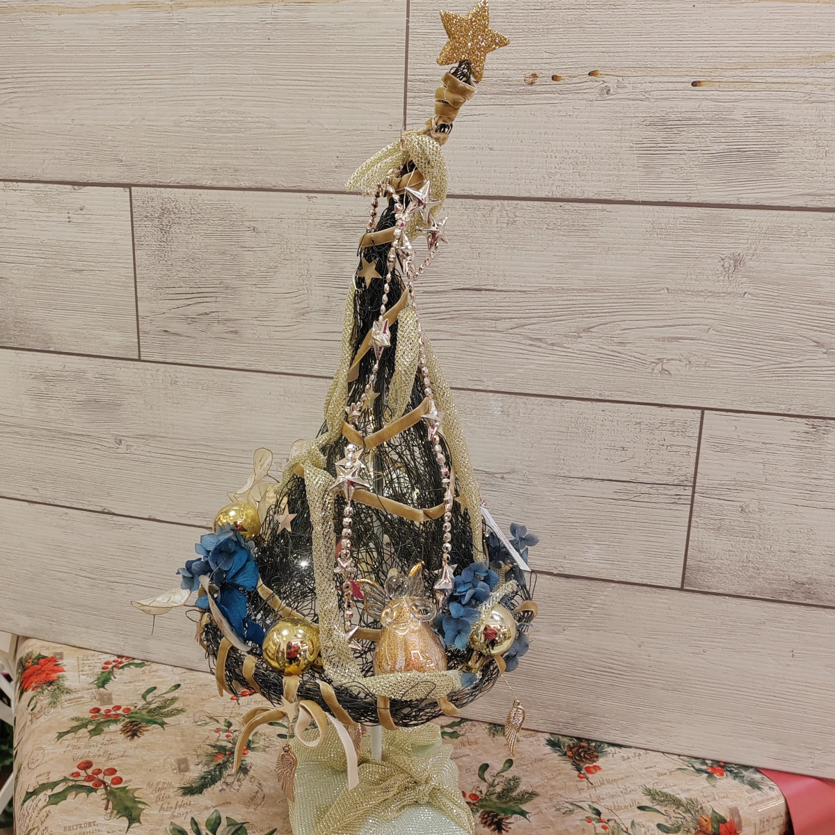 Alberello in fil di ferro e angioletto in vetro