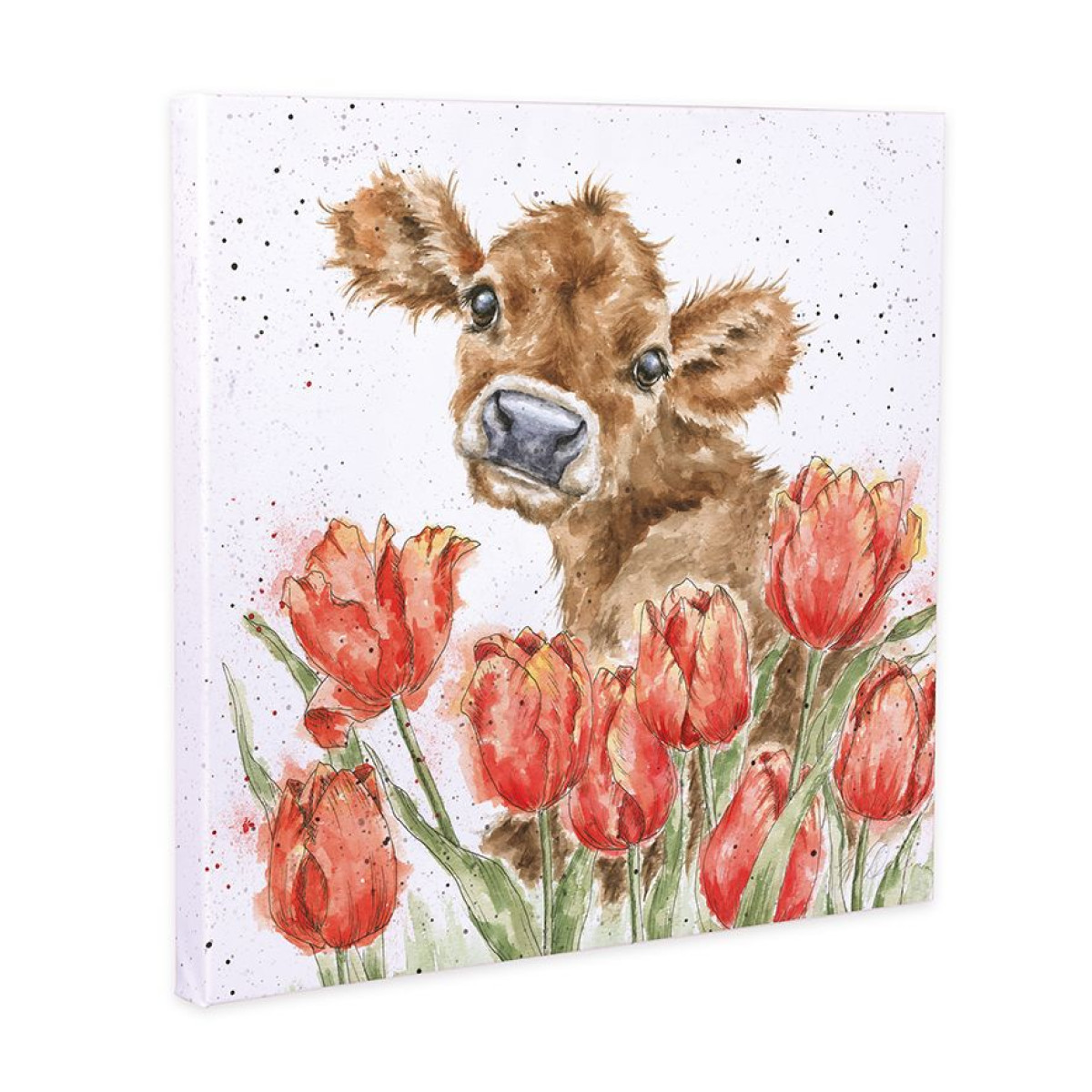 Quadro mucchina con tulipani