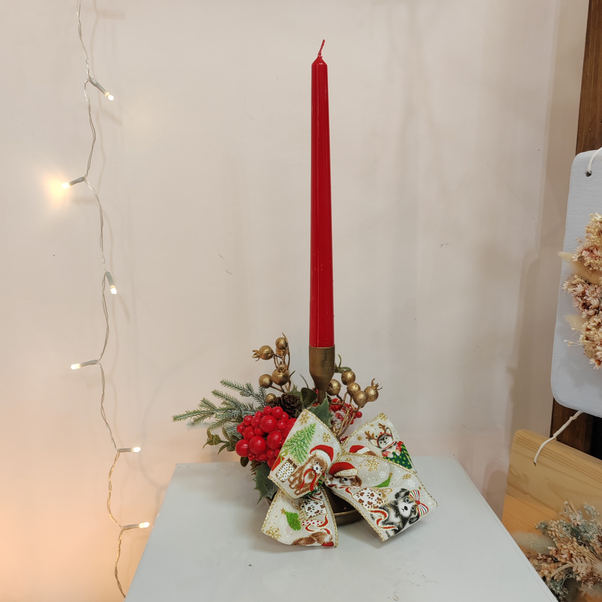 Mini centrotavola decorato con candela modello 6