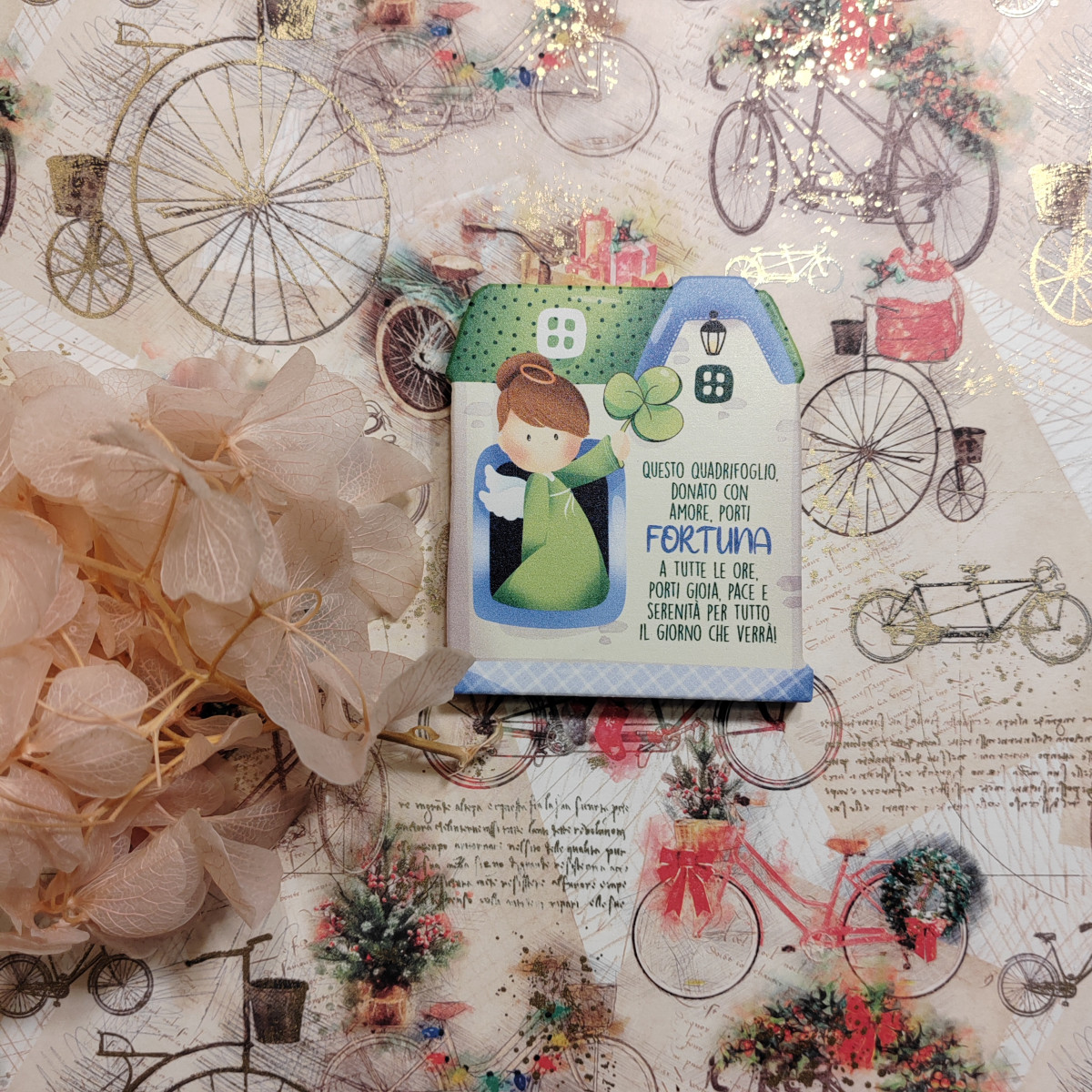 Calamita "Questo quadrifoglio donato con amore porti fortuna"