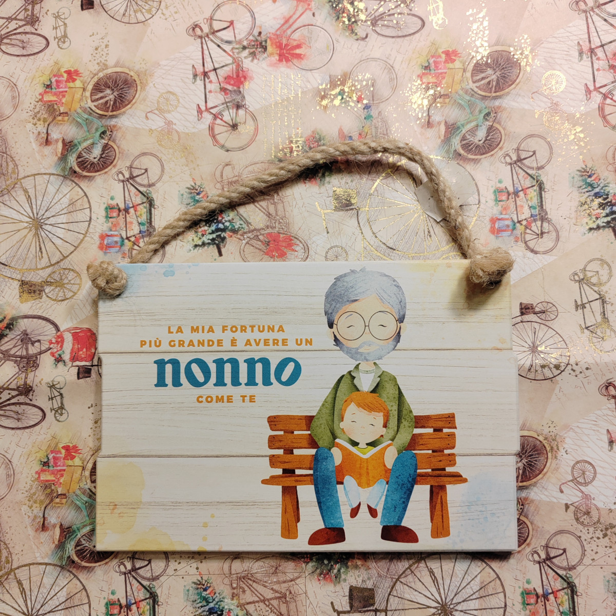 Targa rettangolare "La mia fortuna più grande è avere un nonno come te"