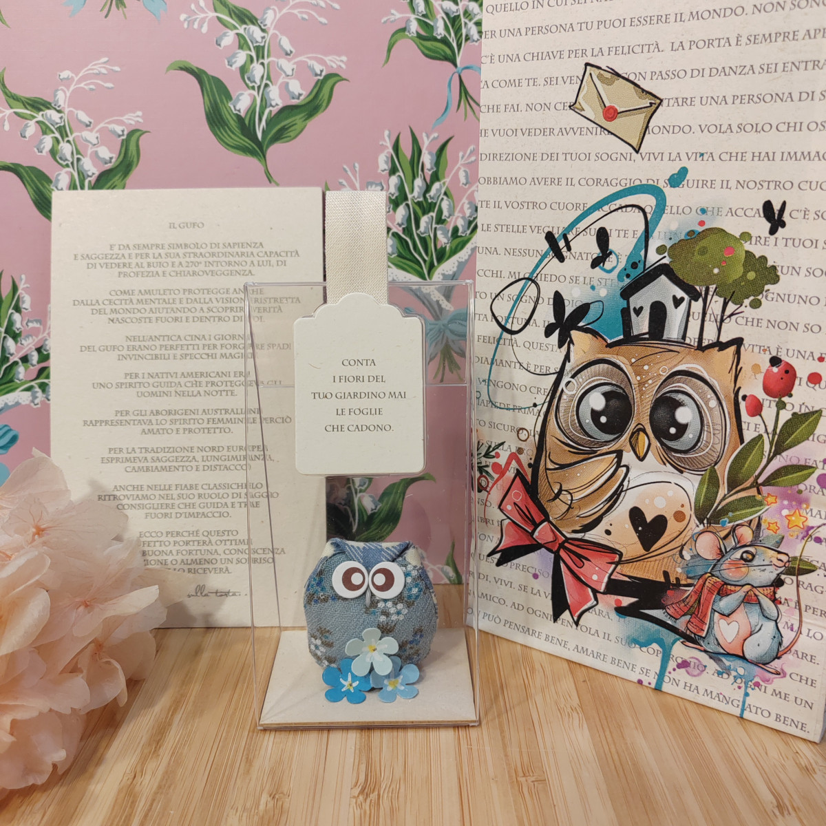 Gufetto azzurrino "Conta i fiori del tuo giardino"