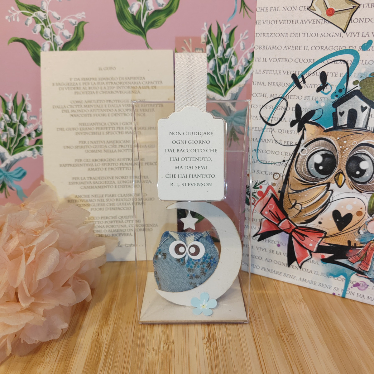 Gufetto azzurrino "Non giudicare ogni giorno dal raccolto.."