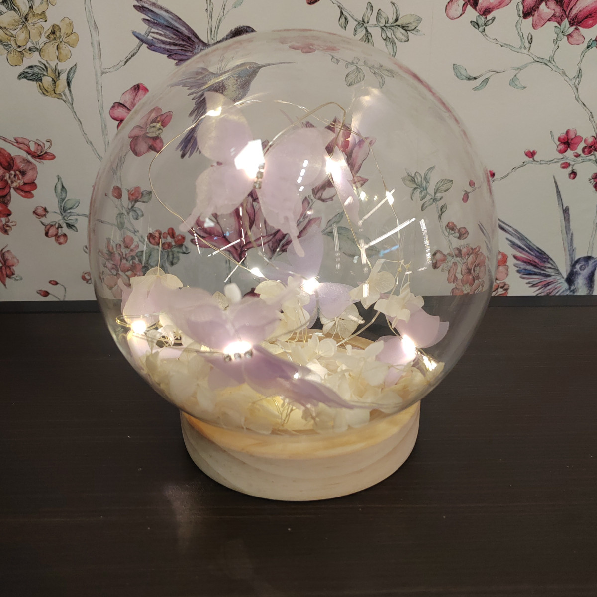 SFERA LED FARFALLE LILLA GRANDE