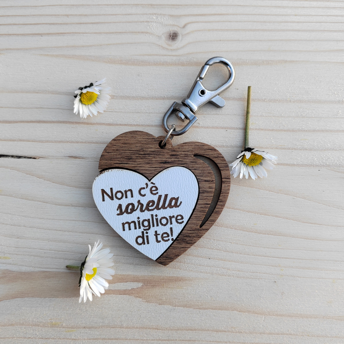 Portachiavi piccolo con moschettone "non c'è sorella migliore"