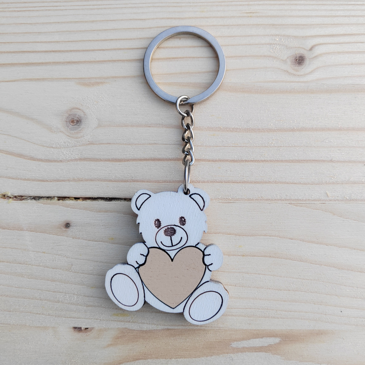 Portachiavi piccolo con anello "Orsetto beige"