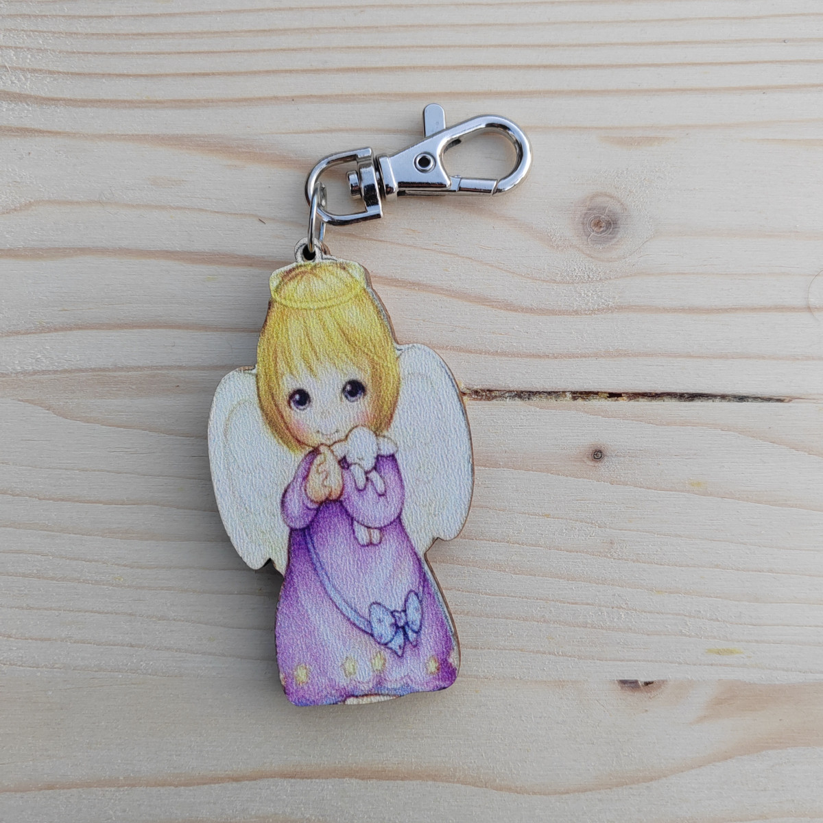 Angelo piccolo con moschettone "Abbi cura di splendere"