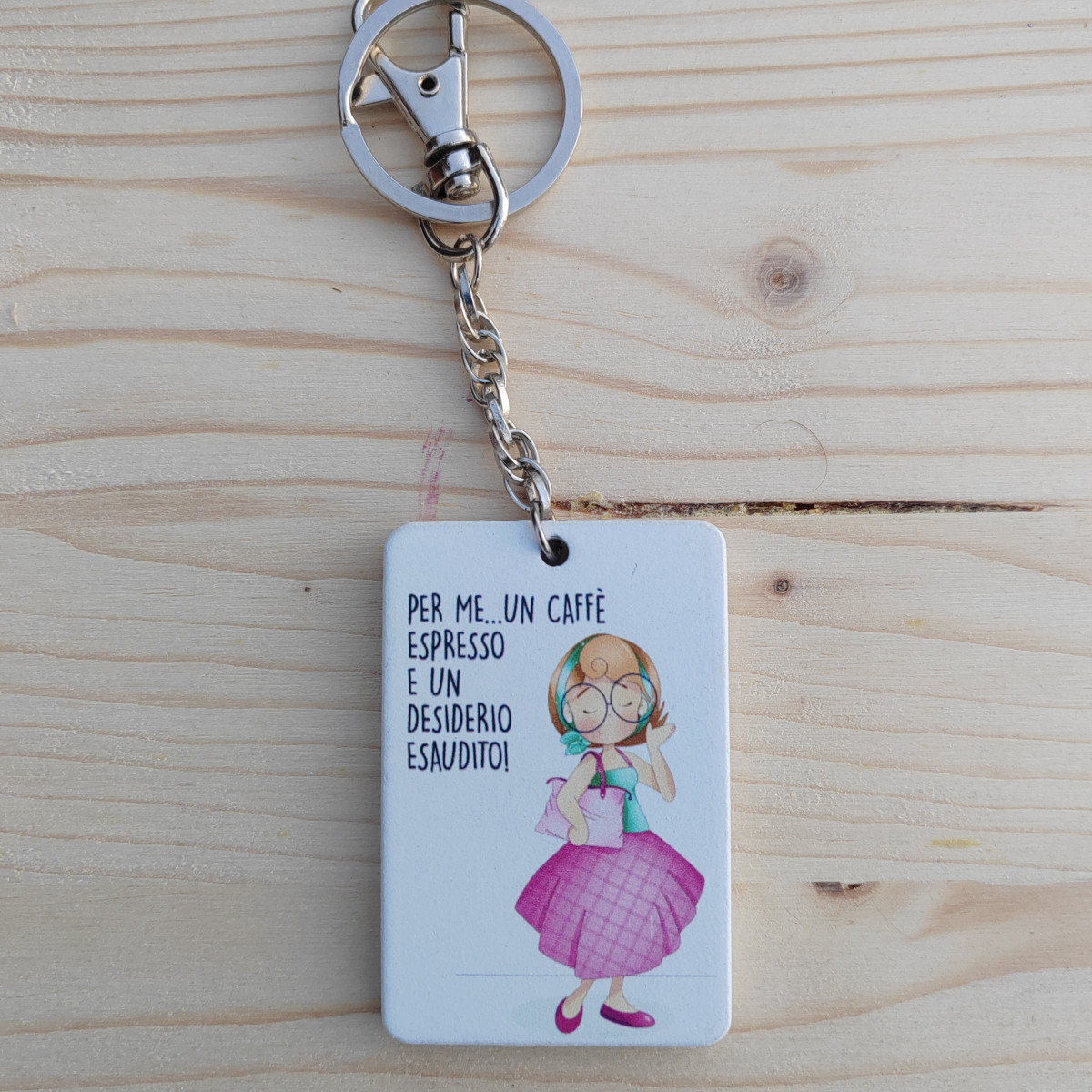 Portachiavi "Per me... Un caffè espresso e un desiderio esaudito" "