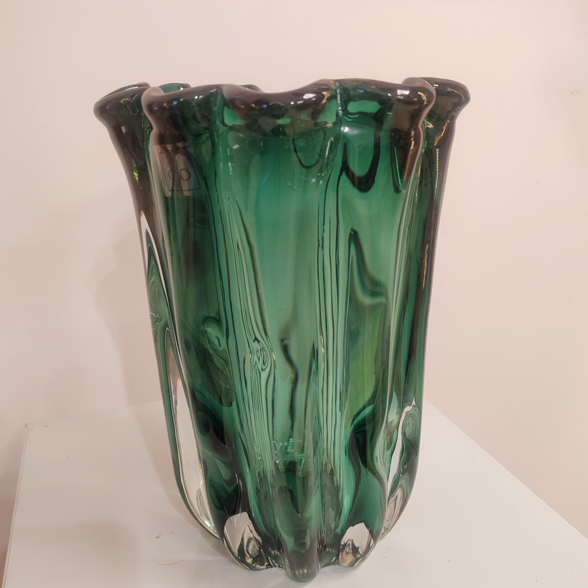 Vaso vetro soffiato artigianale verde bottiglia