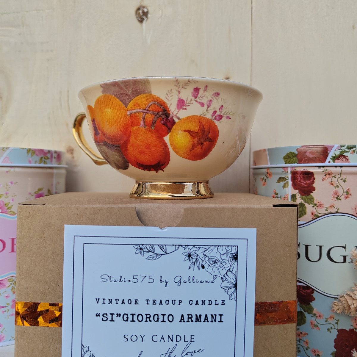 CANDELA VINTAGE INGLESE IN PORCELLANA "Nespole"