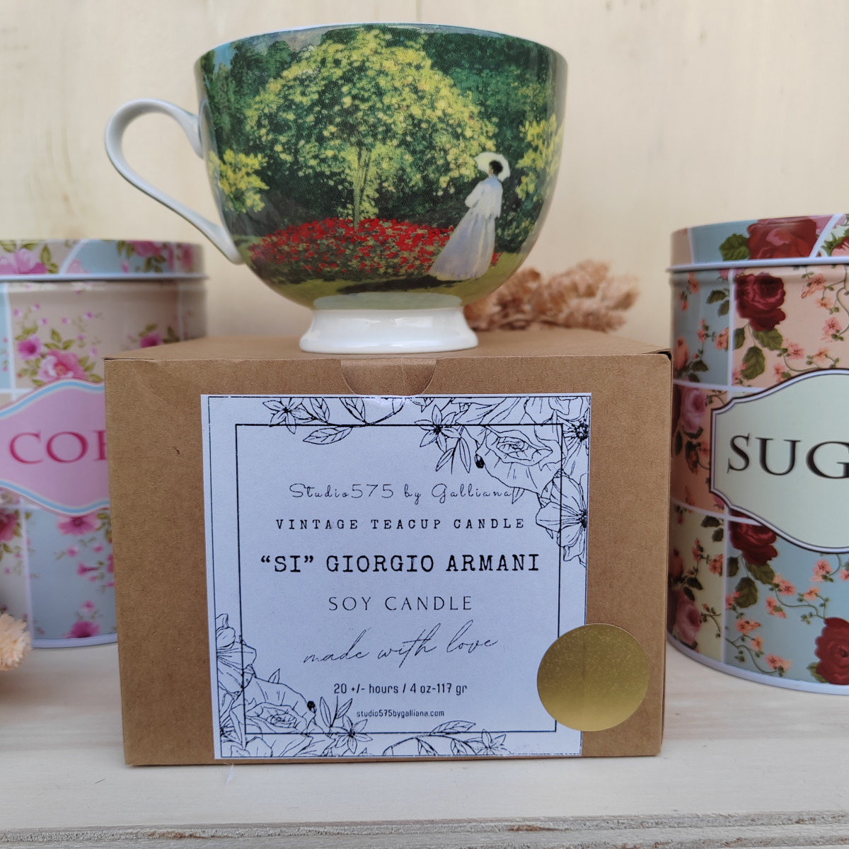 CANDELA VINTAGE INGLESE IN PORCELLANA "Monet"