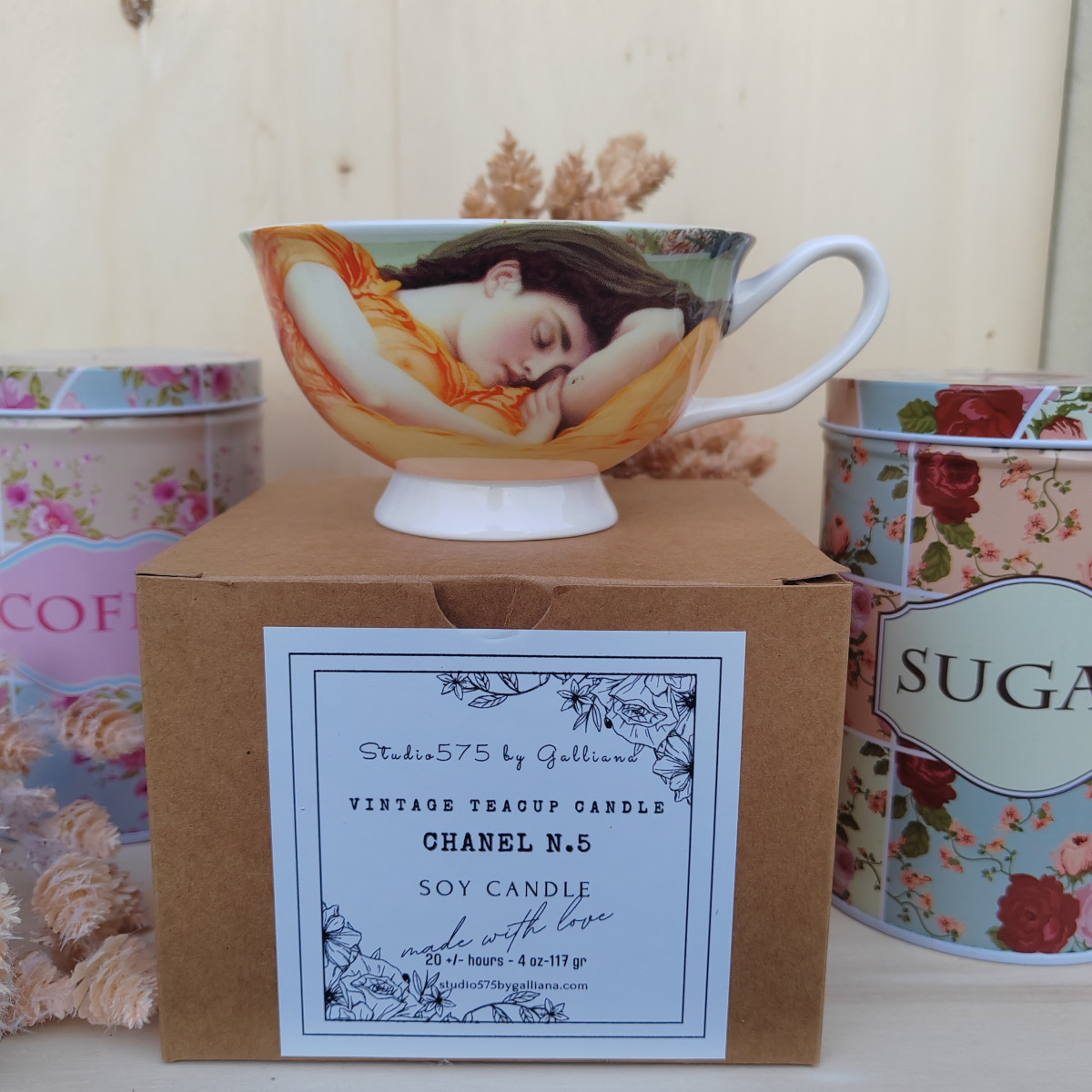 CANDELA VINTAGE INGLESE IN PORCELLANA "Dolce Riposo"