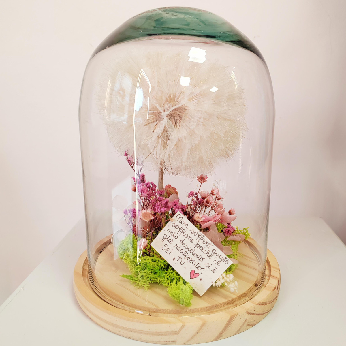 SOFFIONE CON CAMPANA DI VETRO GRANDE variante rosa