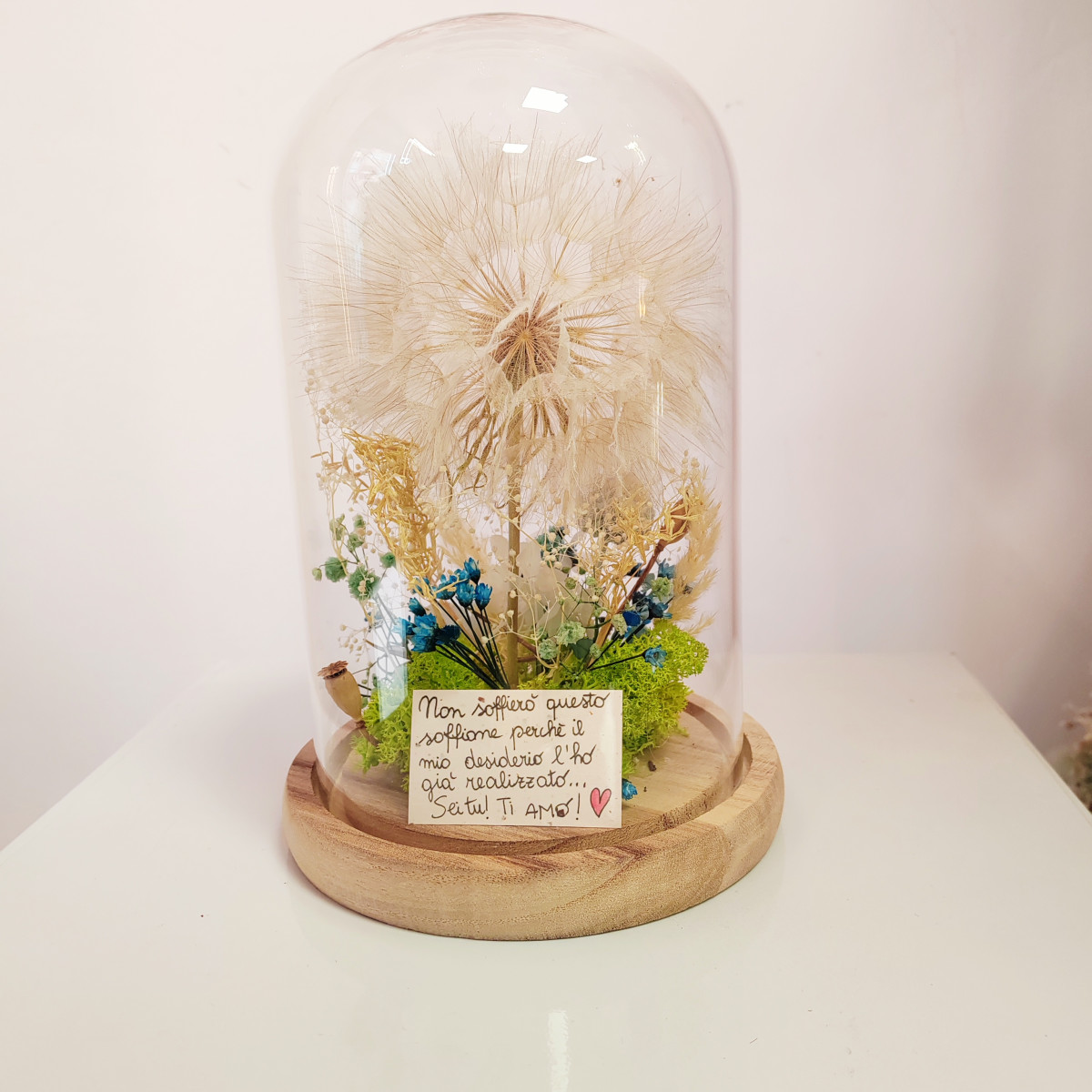 SOFFIONE CON CAMPANA DI VETRO medio/grande variante azzurro