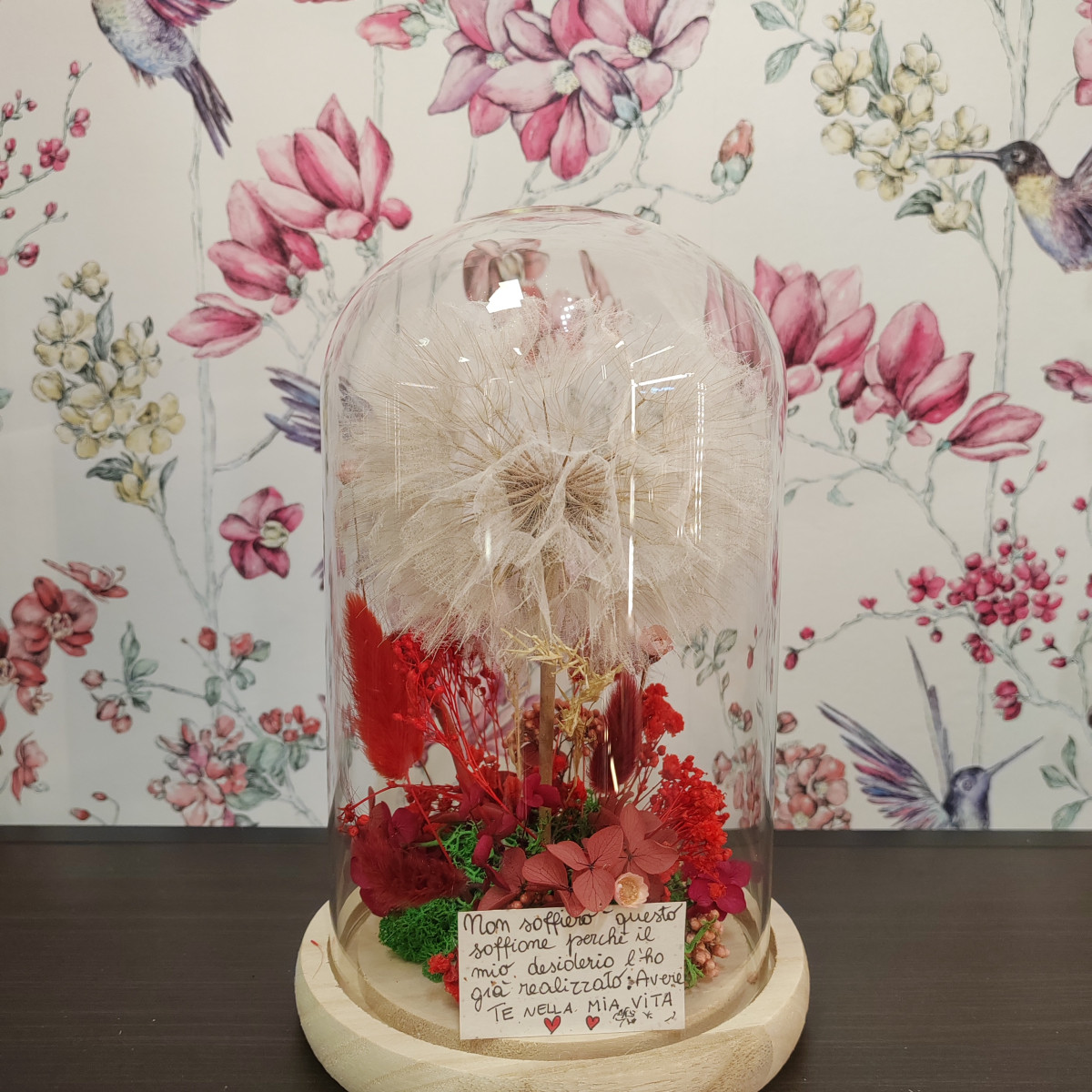 SOFFIONE CON CAMPANA DI VETRO medio/grande variante Rosso