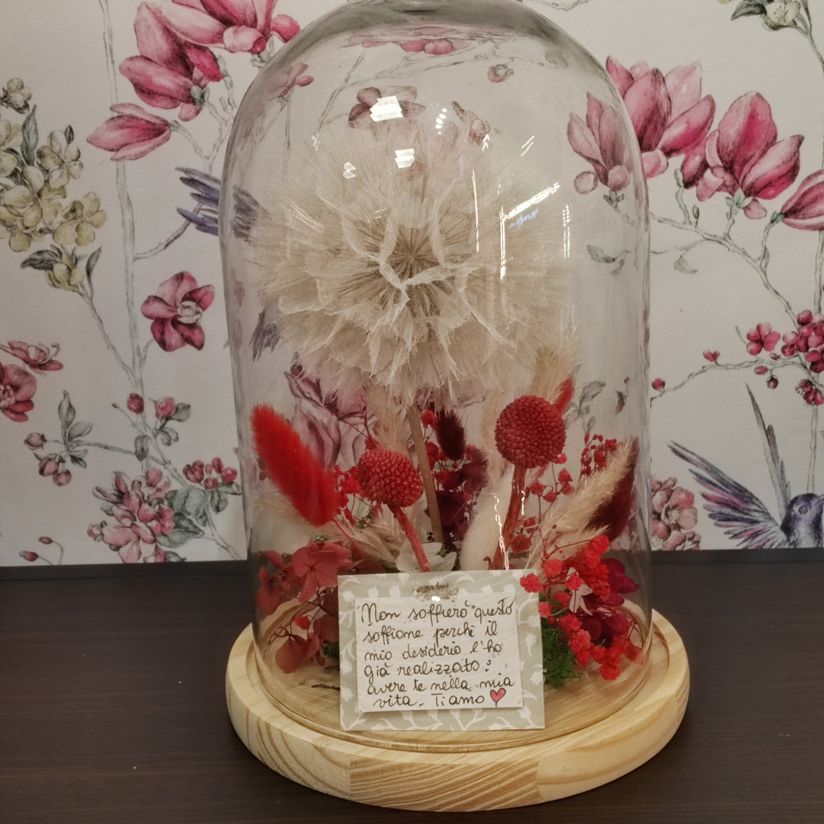 SOFFIONE CON CAMPANA DI VETRO grande variante Rosso