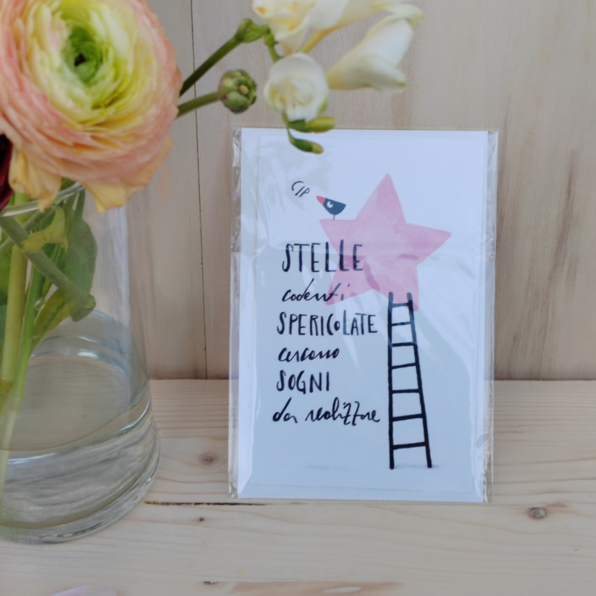Biglietto "Stelle cadenti spericolate" rosa