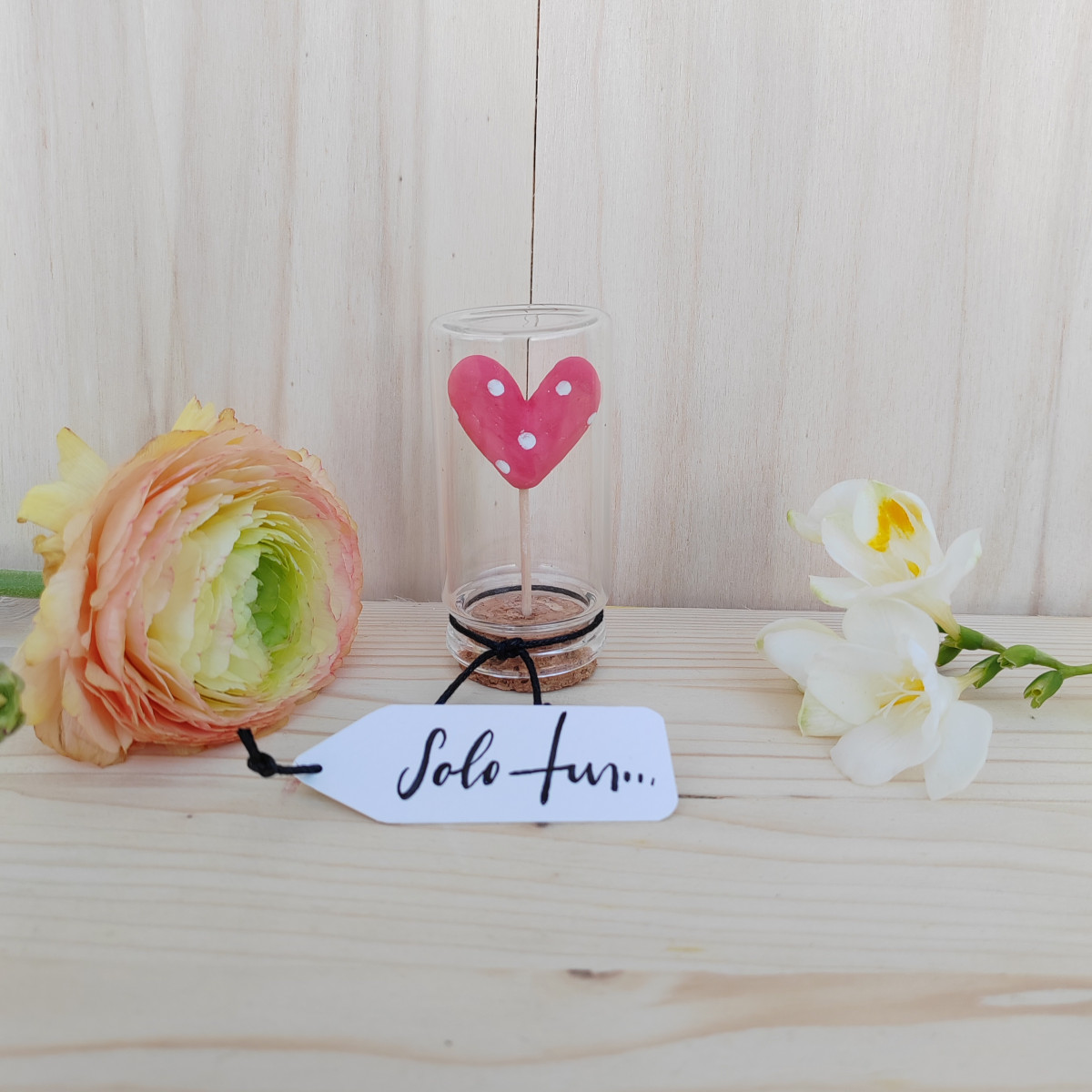 Barattolino cuore rosso "Solo tu"
