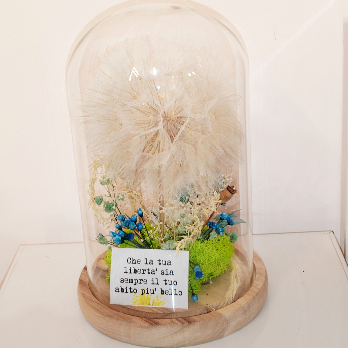 SOFFIONE CON CAMPANA DI VETRO medio/grande variante azzurro