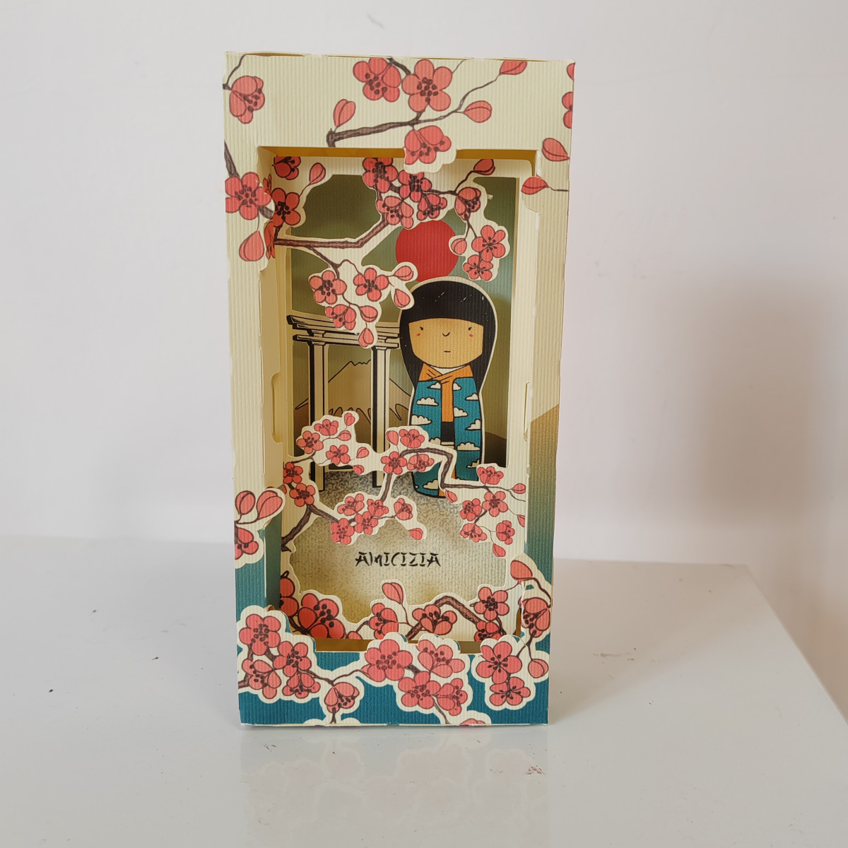 Biglietto 3D kokeshi amicizia