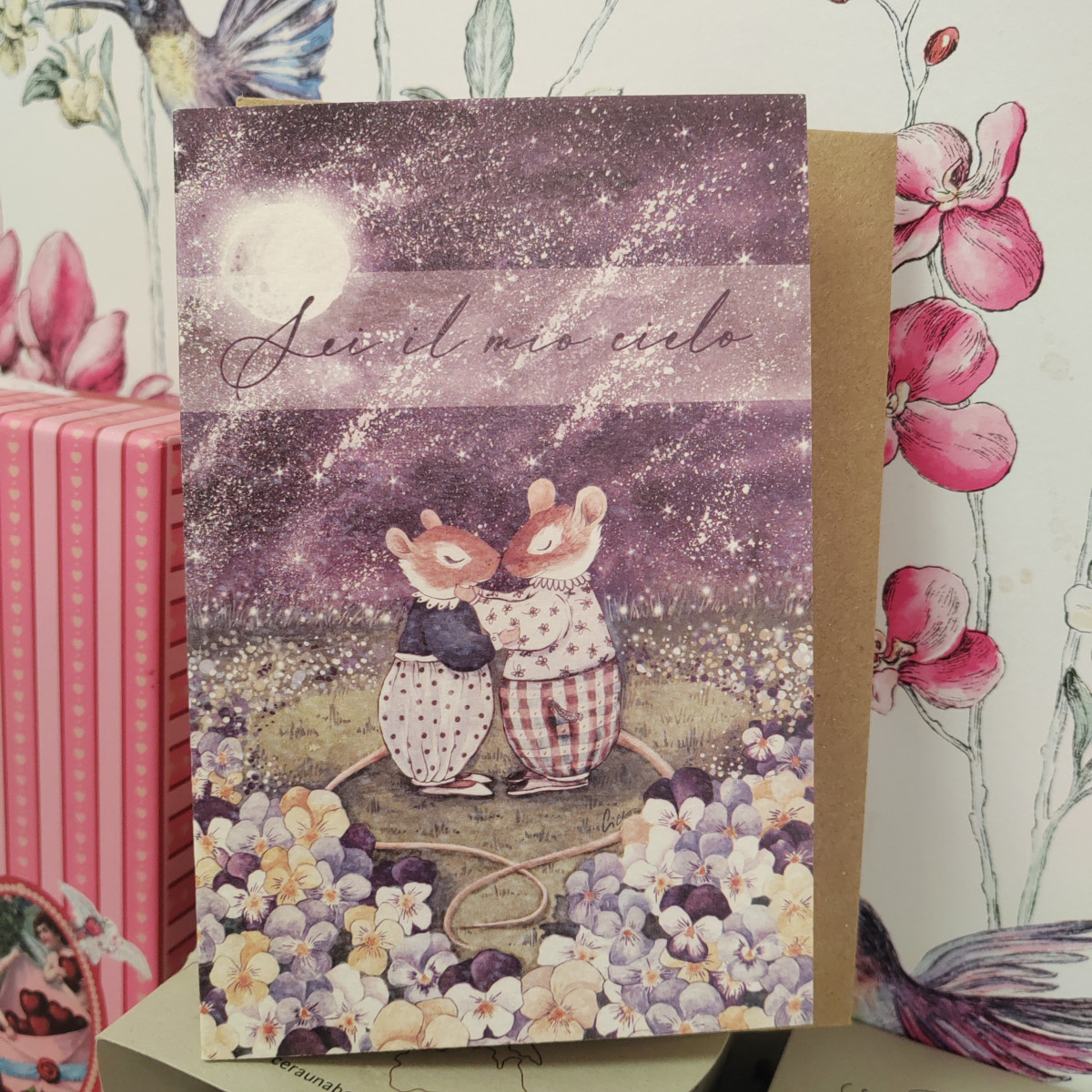 Biglietto topini e violette