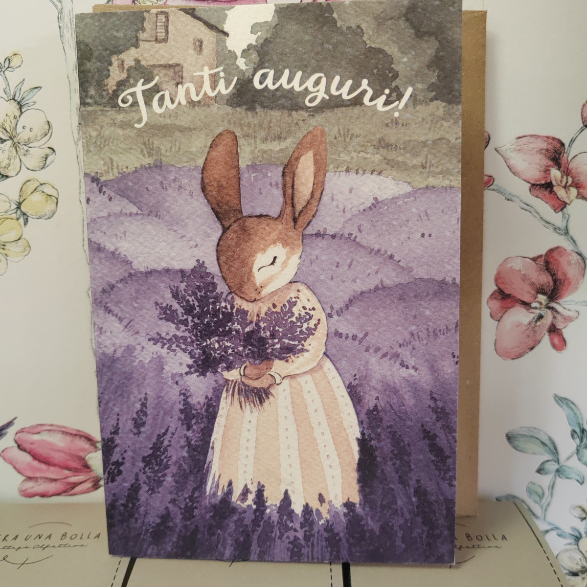 Biglietto coniglia e lavanda