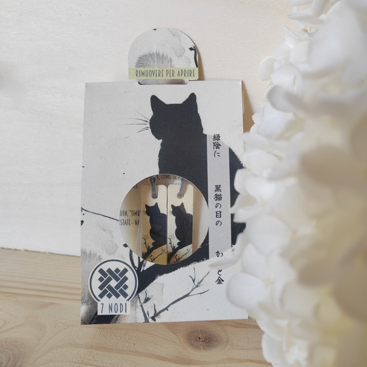 Orecchini con Haiku - Gatto nero -