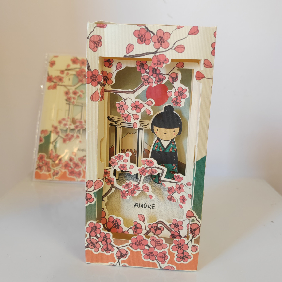 Biglietto 3D kokeshi amore