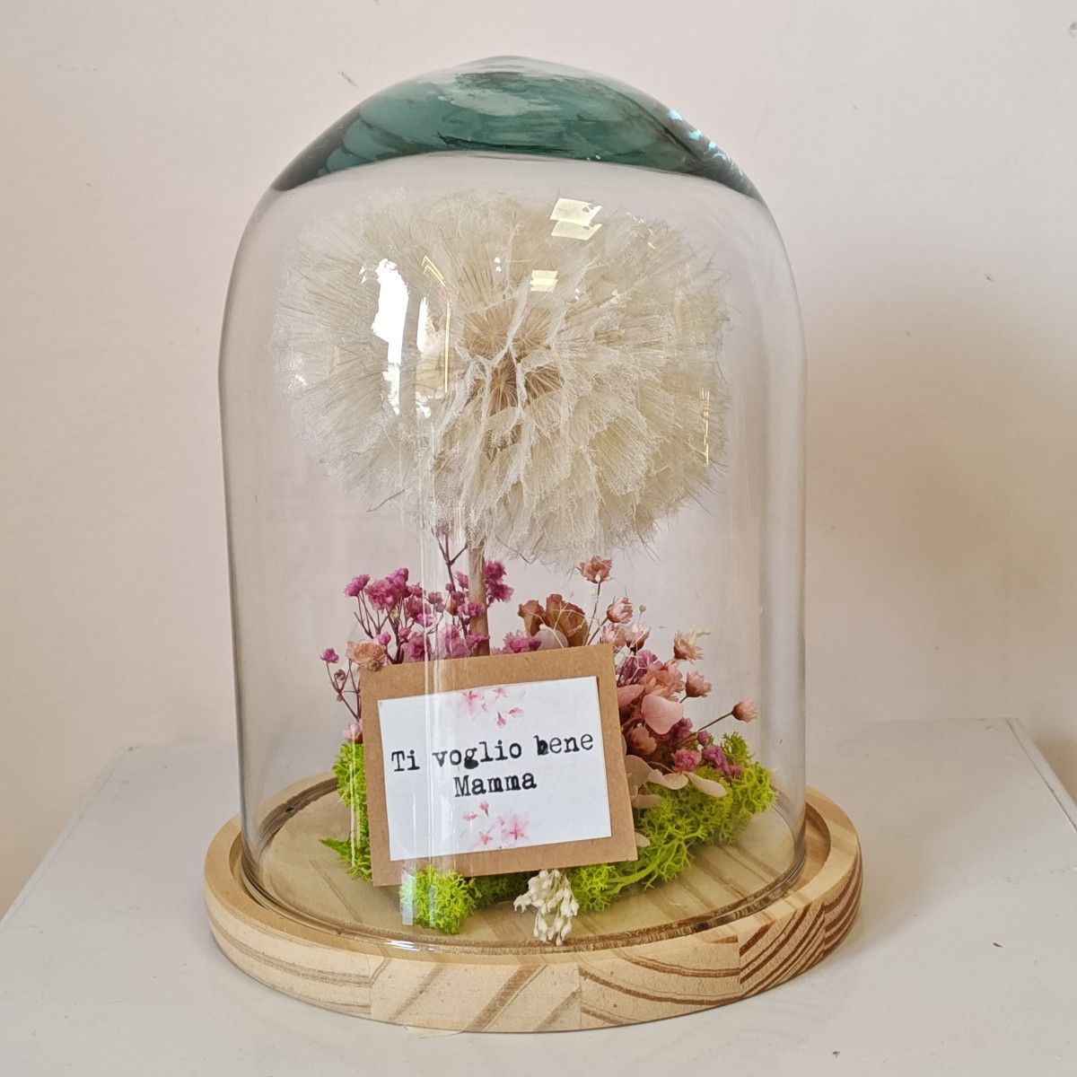 SOFFIONE CON CAMPANA DI VETRO GRANDE variante rosa