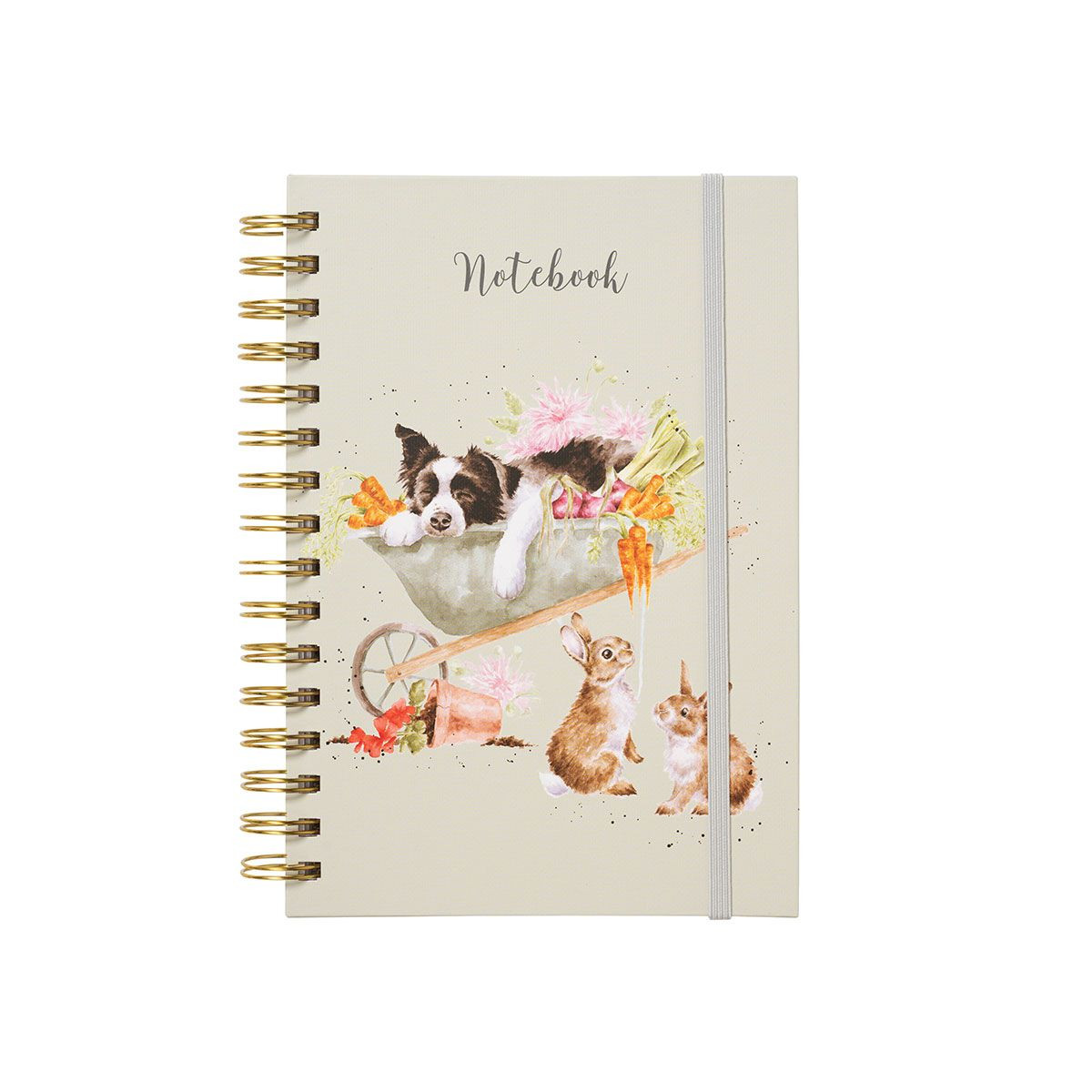Quaderno A5 spiralato "border collie con coniglietti"