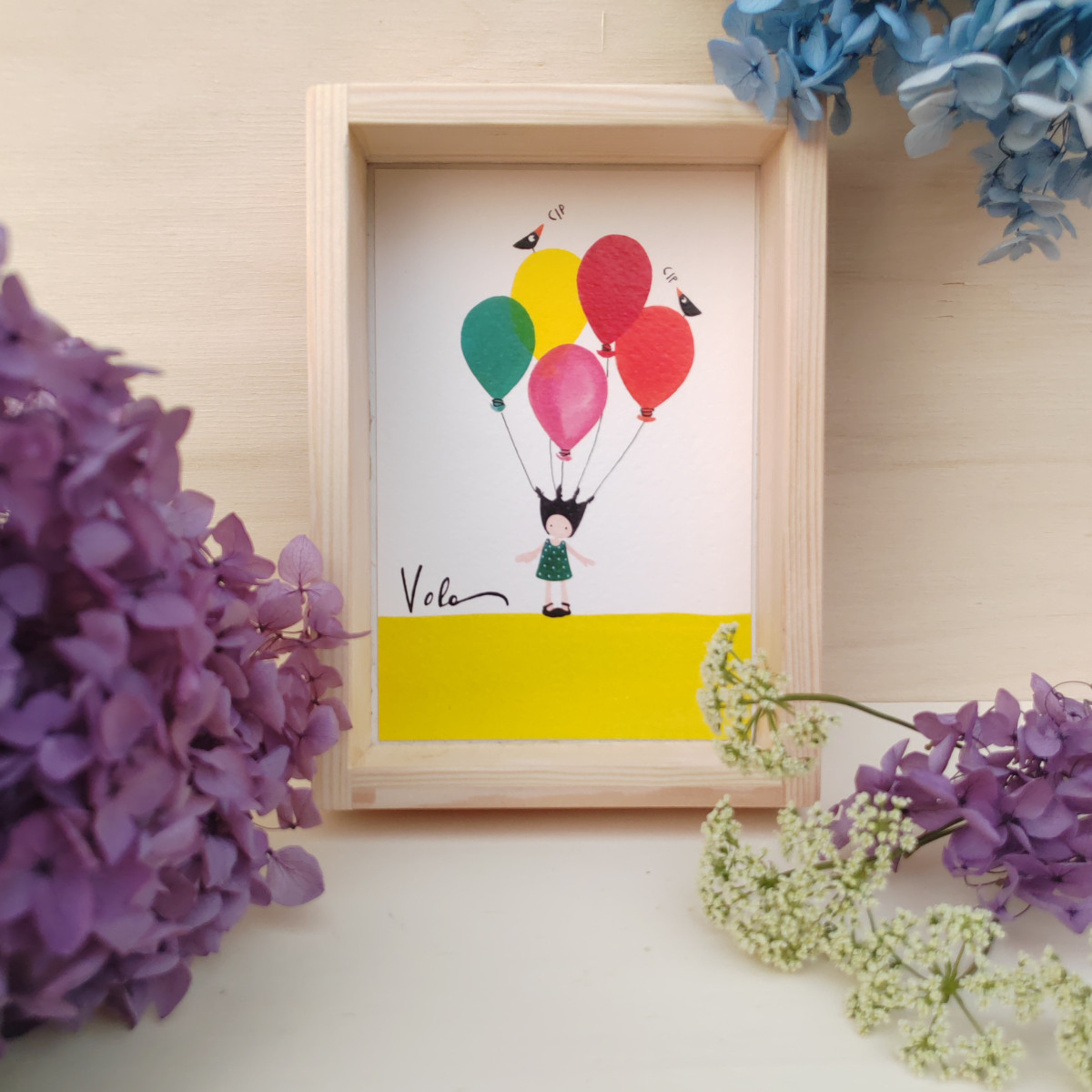 Quadretto "Bimba con palloncini"