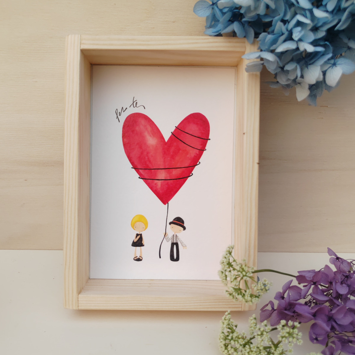 Quadretto "Per te cuore rosso"